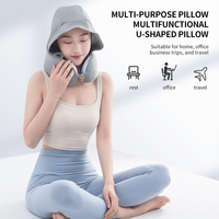 Oreiller de voyage portable en mousse à mémoire de forme en U avec capuche, personnalisable, pour bloquer la lumière et garantir l'intimité, avec soutien du cou pour avion, train, bus