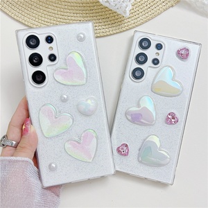 Funda de Teléfono con Diseño de Corazón Láser, Perlas y Brillo para Samsung S25 S24 A54 A34 A23 A53 A73 A52S S23 Ultra S22 Plus S21 S20FE Note20 - Product Image 1