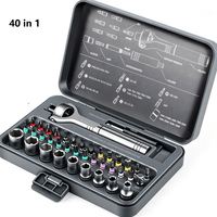 Kit de 40 pièces d'outils à cliquet manuels OEM détachables avec embouts magnétiques et douilles pour projets de bricolage, réparations domestiques et meubles