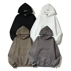 Cotton Fleece Embossed Hoodie Custom Embossed 3D Logo Thick Warm Cotton Fabric Essentials Hoodie Ic Essentials Hoodie Men