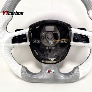 YTcarbon para <span class=keywords><strong>S3</strong></span> <span class=keywords><strong>8P</strong></span> S4 S5 B8 S6 C6 S8 SQ5 SQ7 accesorios de <span class=keywords><strong>Interior</strong></span> de coche estilo de carreras volante de fibra de carbono Real personalizado - Product Image 3