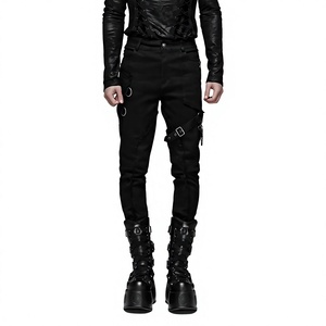 Pantalones Largos Góticos Negros Punk de Alta Calidad para Hombre, Pantalones Casuales de Tela Elástica para Streetwear - Product Image 1