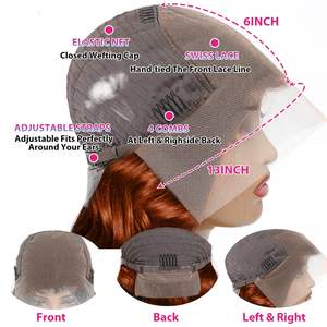 13X6 marrone cioccolato del corpo onda di pizzo parrucche anteriori capelli umani HD pizzo trasparente parrucche anteriori per le donne di colore marrone ramato - Product Image 2