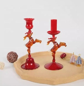 Custom Elegant Deer Shape Glass Candlestick <strong>Holders</strong> Glass <strong>Candle</strong> <strong>Holders</strong> for Home Party Centerpiece - Product Image 1