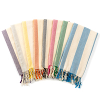 Quick Dry Antimicrobial Eco-Friendly Striped Cotton Turkish Towel Tassels Sand Free Logo Beach 100 Colors Wholesale Zhejiang