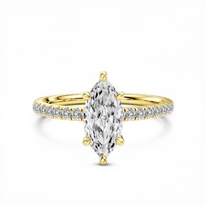 Bague de fiançailles en or 10KT 14KT 18KT en argent sterling 925 avec diamant de laboratoire taille marquise 1,00 carat pour femme, couleur VVS VS EF - Product Image 4