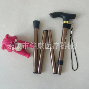 Five Section Folding Aluminum Alloy <b>Walking</b> <b>Stick</b> 0.8mm Thick Portable For Elderly People - Product Image 4
