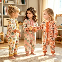 Combinaison à fermeture éclair à imprimé floral pour bébé, motif personnalisé, bordure à volants, manches longues, pour nouveau-né, tenue de tous les jours, de sommeil et de jeu