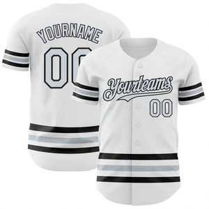 Custom Baseball Jersey <b>White</b> Polyester Short Sleeve <b>Button</b> Front Team Name Printed Unisex Adult Sportswear - Product Image 1