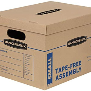 Bankers Box SmoothMove Classic Small Moving Boxes, 10 Pack, Tape-Free Assembly, Easy Carry Handles, 10" x 12" x 15"