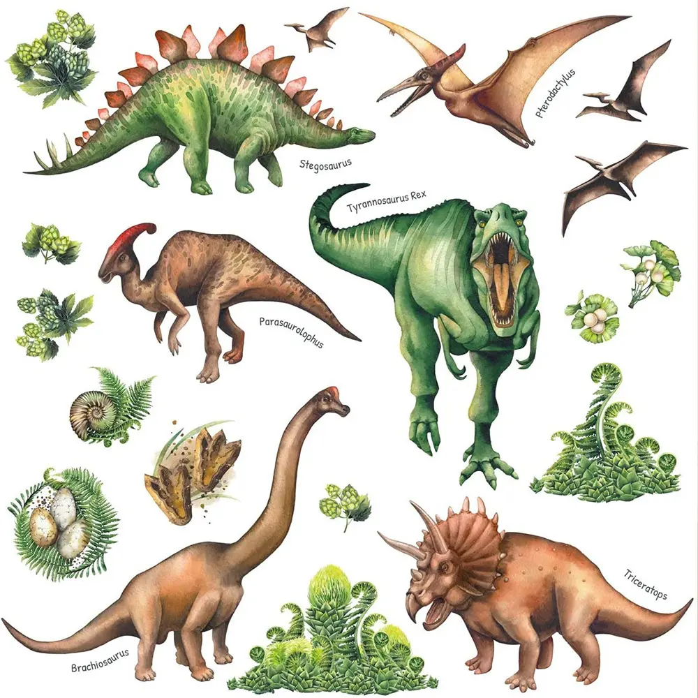 Dinosaur Kids Wall Stickers Wall Decals Peel and Stick Removable Wall Stickers for Kids Nursery Bedroom Living Room