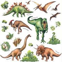 Pegatinas de pared de dinosaurios para niños, calcomanías de pared, pegatinas de pared extraíbles para niños, guardería, dormitorio y sala de estar