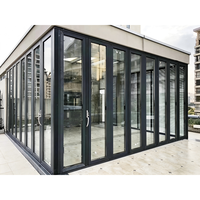 Puerta Plegable de Aluminio y Vidrio para Estación de Investigación de Gran Altitud, Aislamiento para Frío Extremo, Resistente al Viento, 5 Años de Garantía, para Baño o Villa