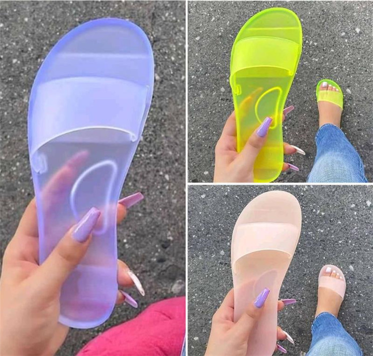 2021 Summer Slides Slippers Non-slip Women Crystal Jelly Sandals Soft Slides Ladies Beach Shoes