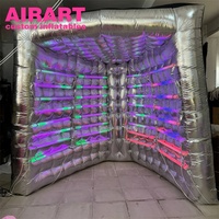 Cabine de photo gonflable de décoration d'activité de taille, cabine de photo argentée gonflable avec des lumières de LED