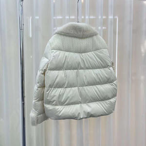 Oftbuy 2023 Nueva locomotora abrigo con Cuello de piel de visón real abrigo corto joven cálido chaqueta de motocicleta de plumón de <span class=keywords><strong>ganso</strong></span> blanco para <span class=keywords><strong>mujer</strong></span> - Product Image 5