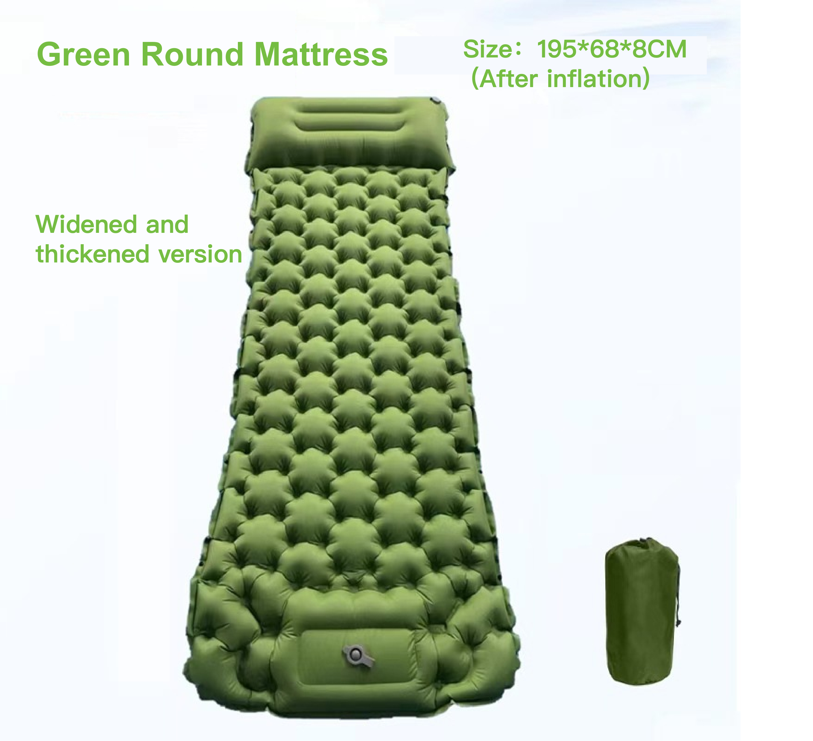 Matelas gonflable vert version élargie et épaissie