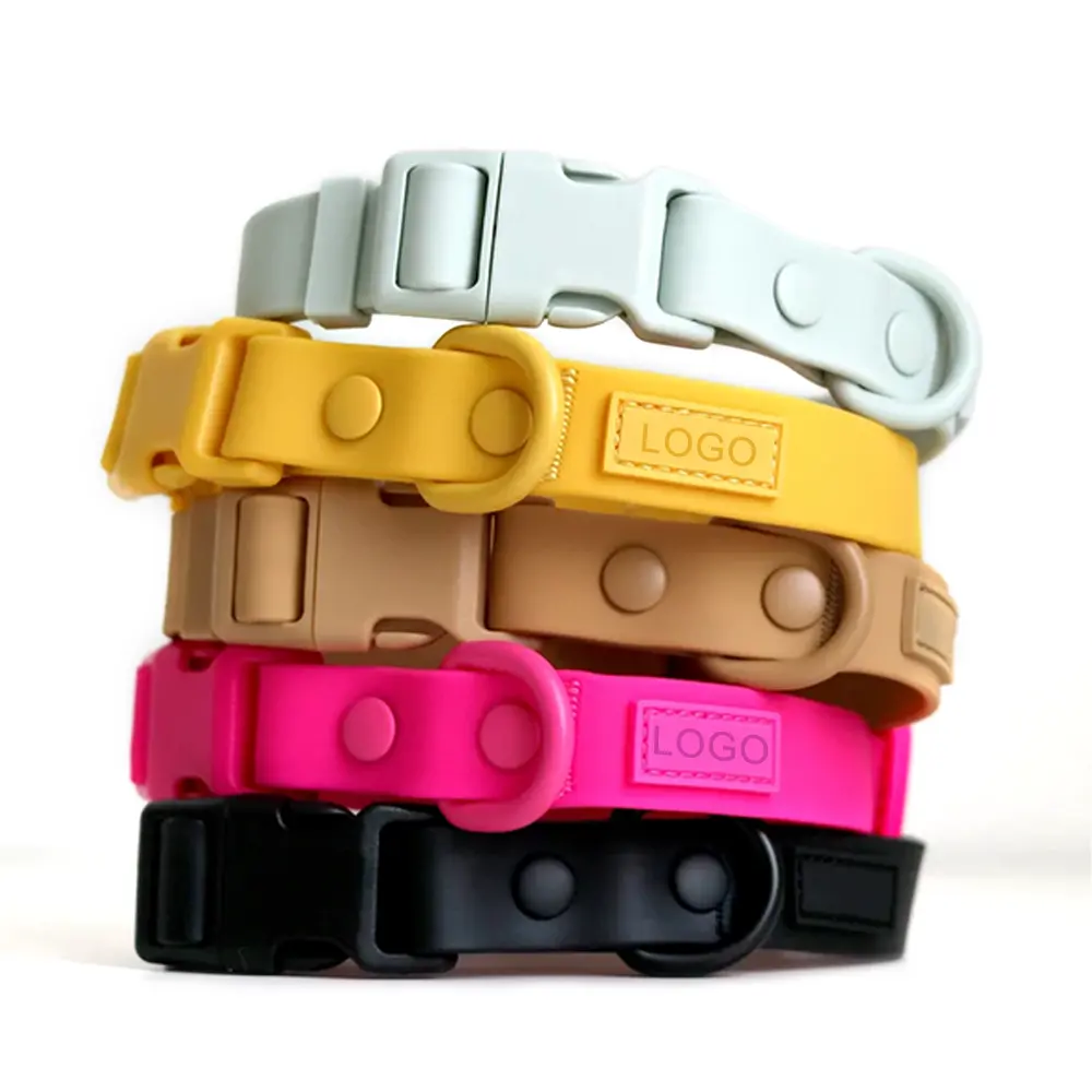 Good Quality Custom Color Size Adjustable Quick Release Buckle Waterproof PVC Dog Collar Silicone Dog Collar