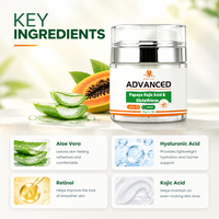 Crème Visage 50g Papaye Acide Kojique Glutathion en Pot Pompe Hydratation Quotidienne Éclat Peau Douce et Confortable Soin du Teint