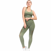 Ensemble de yoga sans couture ombré personnalisé pour femme, legging respirant en maille taille haute et brassière de sport pour l'entraînement et la gym