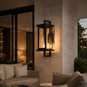 Black Metal Clear Glass Outdoor <b>Wall</b> Sconce Vintage Exterior <b>Wall</b> Lamp For Villa Porch Entrance Hotel Corridor Outdoor <b>Lighting</b> - Product Image 1