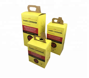 Cardboard 5 Liters Hospital biohazard Cardboard Paper Medical Needle Sharp box Kraft Sharps Container