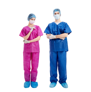 Medici monouso scrub tute protezione uniforme scrub suit set nuovo Design all'ingrosso monouso Non tessuto blu OEM - Product Image 2