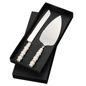 Pearl Handle Stainless Steel Cake Knife And Spatula <b>Set</b> For <b>Baking</b> Cheese Pizza Tools 2 Pieces Non Stick - Product Image 4
