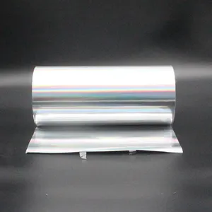 Film laminasi dingin holografis, plastik pelangi hewan peliharaan termal Laser Hologram rol Film warna untuk dudukan kantung cetak