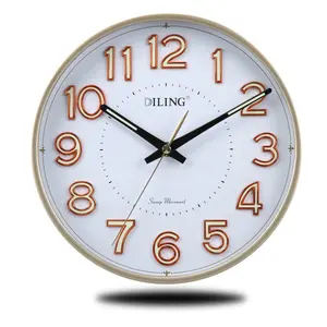 DILING 10 inch wall clock round 3d Digital luminous Desk clock High quality Silent Simple designer Table clock