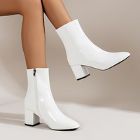 Bottines à talons pointus en faux daim extensibles pour l'automne et l'hiver, style bottes de neige pour femmes