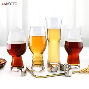 Hot sale 480ml irregular shape giant beer glasses with customized printing logo clear beer can glass