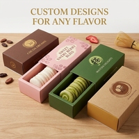 Boîte d'emballage personnalisée en carton ivoire pour macarons torréfiés, boîte cadeau pour chocolats, boîte à biscuits éponge avec manchon coulissant bronzé