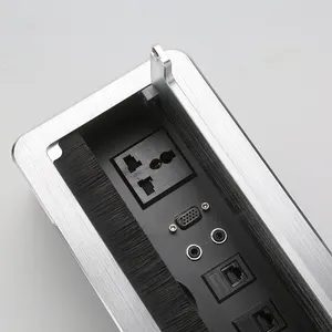 EU power Conference Table Power Flip cover Brush Connectivity Box Desktop pop up power data socket outlet