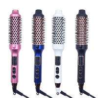 Ensemble de peigne et de brosse chauffants électriques avec fonction d'ions négatifs pour un coiffage professionnel personnalisé