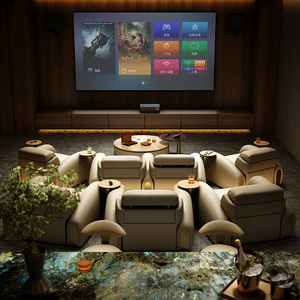 Canapé de cinéma Maxky en cuir véritable, trois places, modulaire, sectionnel, moderne, avec pieds en acier inoxydable, rétractable automatiquement, luxe pour la salle - Product Image 3