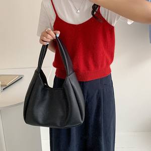 2025 Summer Retro Niche Soft PU Leather Texture Polyester Lining Casual Bucket <b>Tote</b> <b>Bag</b> for Women Commuting Large Capacity - Product Image 2