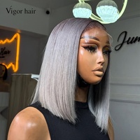 Venta al por mayor de pelucas bob de cabello humano con frontal de encaje 5x5, densidad 250%, color 1b-gris, 12 pulgadas, 250 gramos, cabello virgen, personalizables, proveedor de cabello.