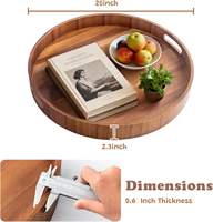 Grand plateau de service en bois irrégulier de 20 pouces avec poignées, plateau de table basse ottoman moderne, plat décoratif jetable pour cuisine
