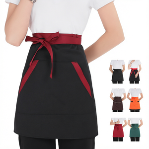 Tablier de serveuse pour femmes avec poches et bordure contrastée pour le personnel de restaurant et de bar - Product Image 1