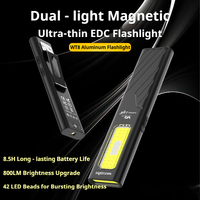 Linterna Multifuncional WT8 800LM EDC, Recargable por USB-C, Luz Roja UV, Clip Magnético de Bolsillo, para Camping, Reparaciones y Emergencias