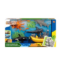 Jouets éducatifs pour enfants, vente chaude, personnalisables, mini-jouets en plastique, nouveau modèle, ensemble d'animaux marins avec bateaux