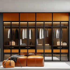 Armoire en bois et verre moderne autoportante de haute qualité, design personnalisé, meubles de chambre à coucher avec grande capacité, caractéristiques écologiques - Product Image 1