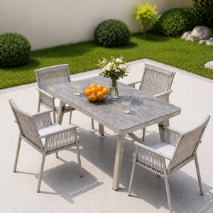 <span class=keywords><strong>Ensemble</strong></span> de mobilier de jardin en rotin tressé pour hôtel, villa, resort, patio, table et chaises d'extérieur, <span class=keywords><strong>salle</strong></span> à <span class=keywords><strong>manger</strong></span> extérieure, style moderne et luxueux à prix abordable - Product Image 1