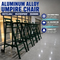 Chaise d'arbitre en alliage d'aluminium, stable, durable, imperméable, avec roulettes, pour terrains de sport, tennis, badminton, volley-ball