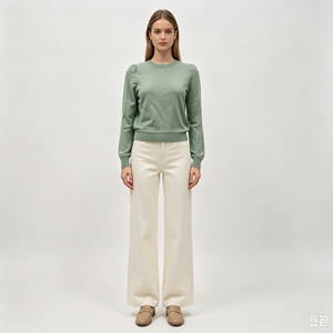 Pull-over décontracté blanc en maille fine de haute qualité Janis Undefined, personnalisé, à manches longues, OEM & ODM, pour l'automne - Product Image 3