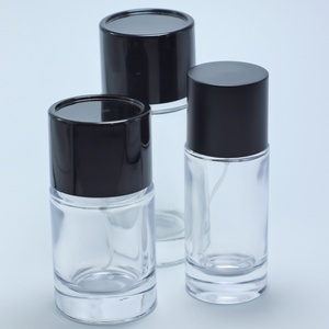 2023 Nuevo diseño 30ml 50ml 100mL Botella de perfume engarzada Botella de vidrio de perfume redonda con tapa negra - Product Image 6
