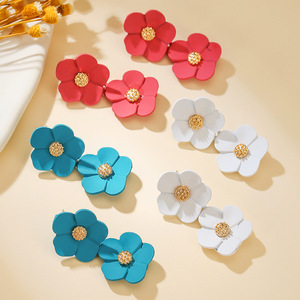 Flower <b>Stud</b> <b>Earrings</b> Colorful Petal Design Stainless Steel Posts For Women Anniversary Gift D2039 1 D2040 1 D2041 1 - Product Image 1
