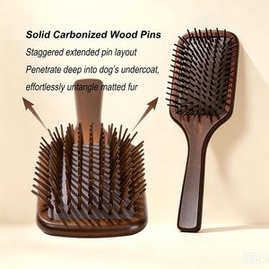 Brosse à cheveux ergonomique en bois de santal noir avec coussin d'air massant, poignée ergonomique, antistatique, démêlante pour tous types de cheveux, portable pour la maison - Product Image 3