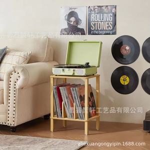 Wooden <b>Record</b> Shelf 2 Tier Storage For Vinyl Cd Dvd Magazine <b>Rack</b> - Product Image 1